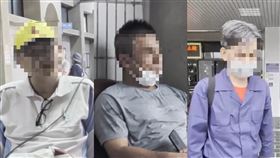 豬瘟獸醫疑雲，紀姓獸醫（黃帽）、豬農兒（中）、動保處賴姓獸醫（圖／翻攝畫面）