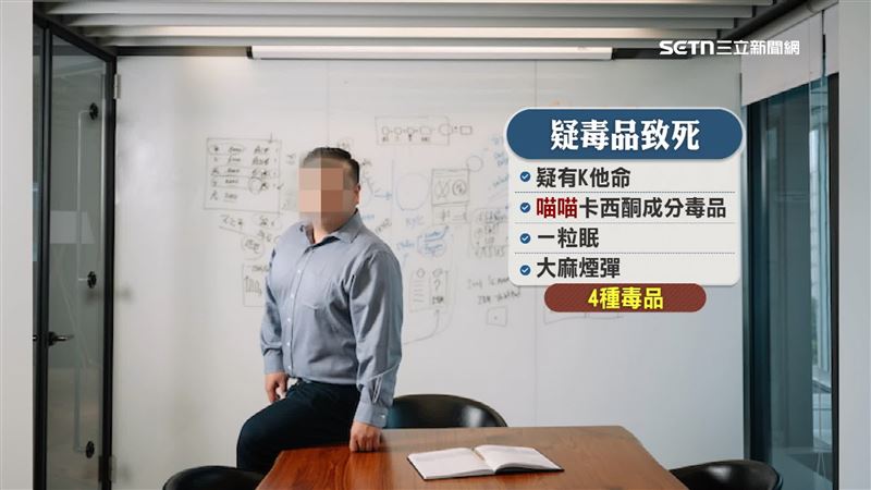 案發現場的桌上,疑似有4種毒品,分別是K他命與卡西酮成分、一粒眠及大麻煙彈