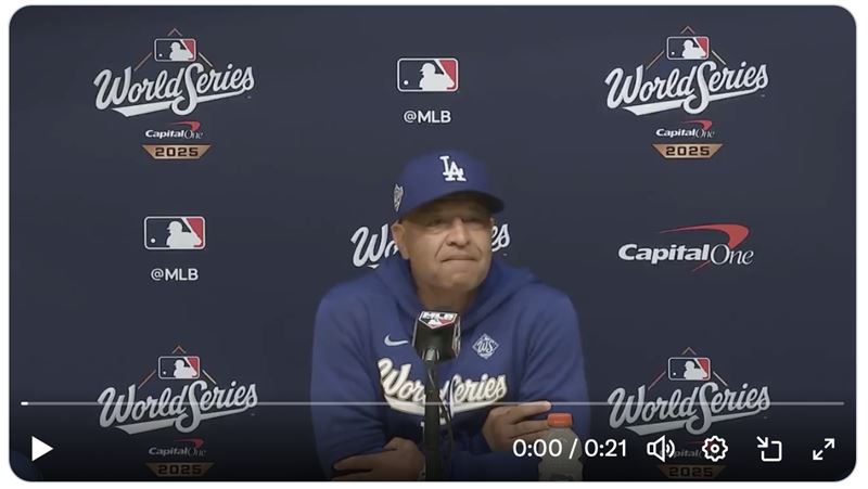 道奇主帥羅伯茲（Dave Roberts）針對班機延誤的說法道歉。（圖／翻攝自X @TSN_Sports）