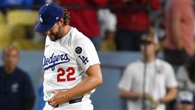 柯蕭（Clayton Kershaw）世界大賽能否登板仍為未知數。（圖／美聯社／達志影像）