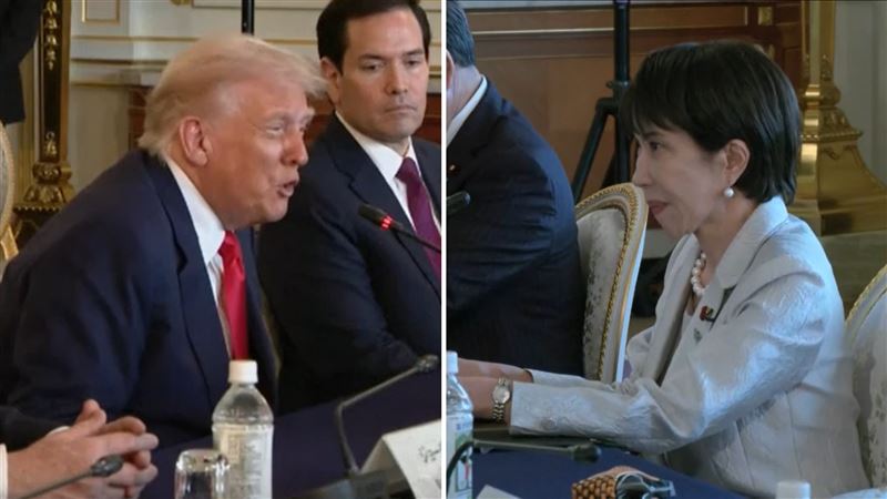 美國總統川普與日相高市早苗28日早會面(圖/翻攝畫面)
