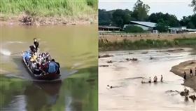 KK園區大爆破炸毀，「上千人跳河出逃」畫面曝光。（圖／翻攝自看看新聞）