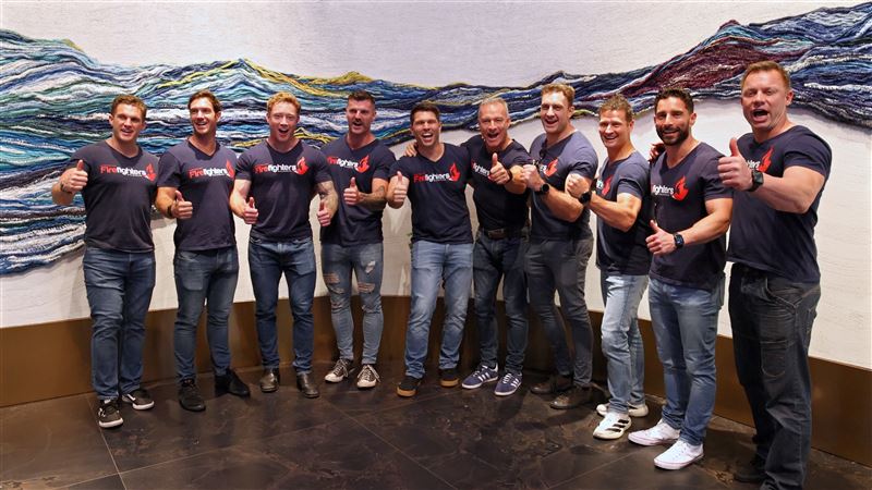 澳洲公益消防猛將來台交流，笑說要來「饗 A Joy」朝聖圓夢。 （圖／饗賓集團提供）