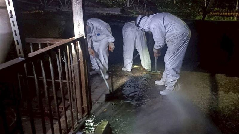 農業局派員連夜加強清消養豬場。（圖／翻攝畫面）