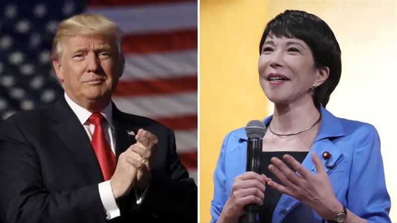 美國總統川普(左)與日本新科首相高市早苗(右)。(圖/翻攝自X平台 @takaichi_sanae)