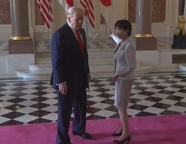 今日川普（左）與高市早苗（右）會面，有討論國家大事，也有共進午餐。（圖／翻攝自youtube＠The White House）