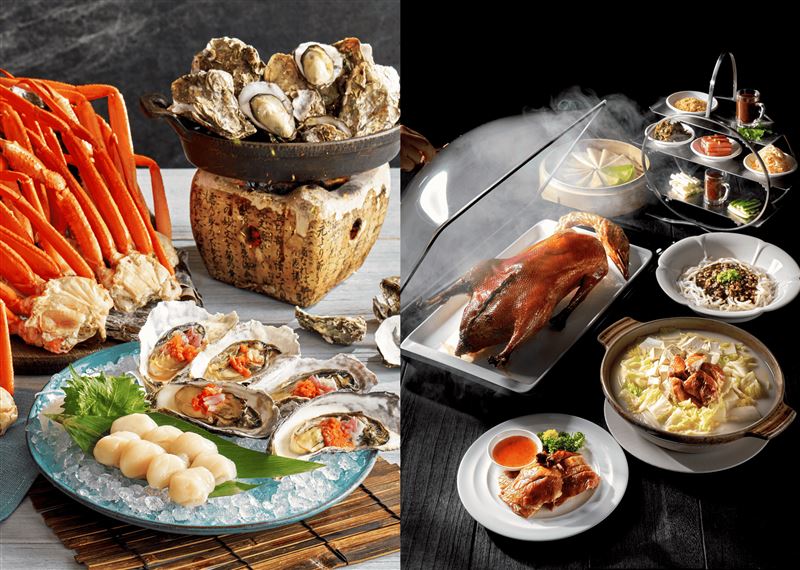 六福美食周遊券,可於台北六福萬怡酒店旗下敘日餐廳、粵亮廣式料理與大廳酒吧兌換。(圖/飯店旅宿業者提供)