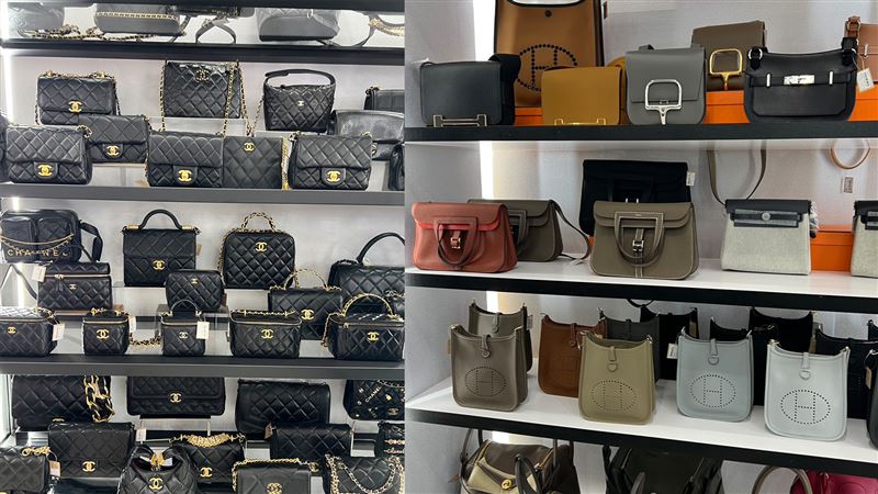 店內展現千款名牌包總價近億，提供消費者更多選擇。（圖／翻攝畫面）