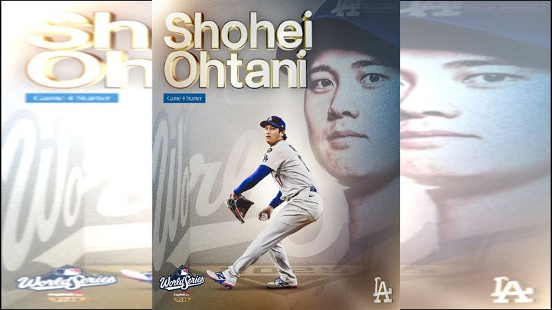 世界大賽G3大谷翔平抽筋因此延長賽無法登板。(圖/翻攝自道奇 X)