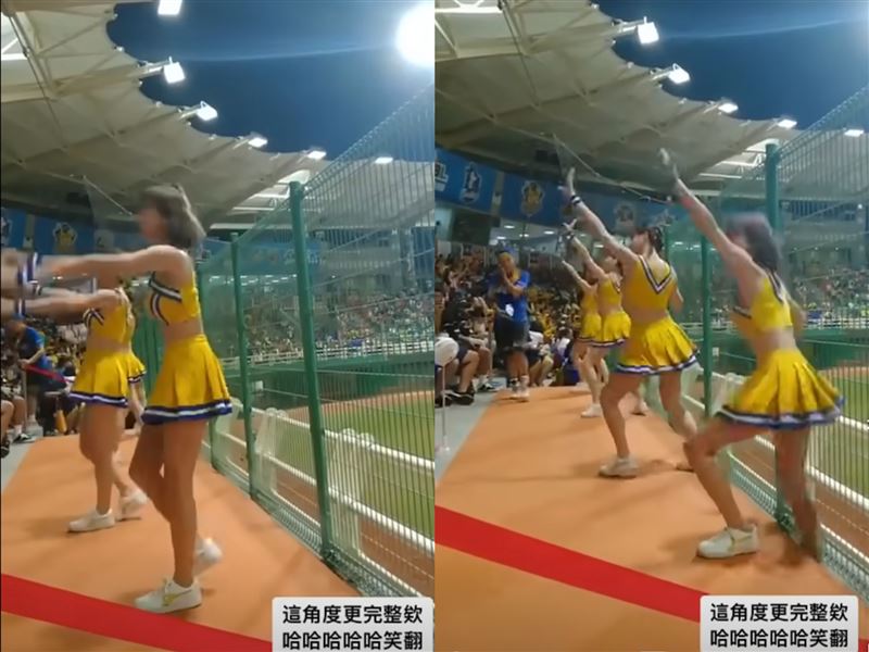 粿粿在球場應援舞台踩空的12秒影片，至今締造超過726萬次點擊。（圖／翻攝自YouTube）