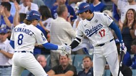 赫南德茲（Enrique Hernandez）陽春砲是道奇全場首安。（圖／路透社／達志影像）