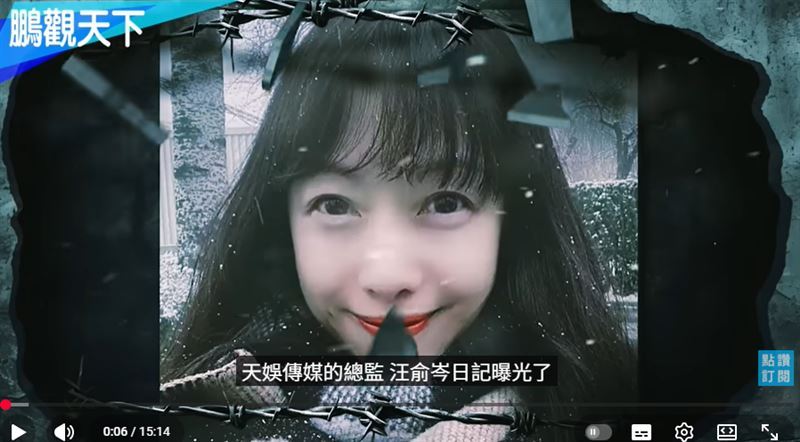 汪俞岑的日記與舊貼文被挖出。(圖/翻攝自鵬觀天下YT)