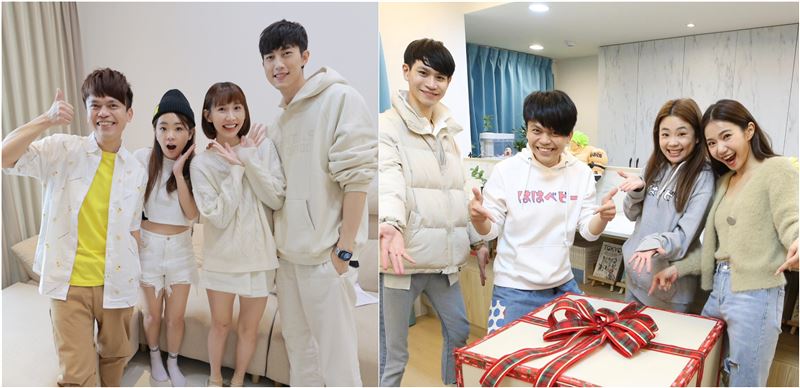 蔡阿嘎PO出合照，畫面中是范姜彥豐與粿粿（左）、Andy老師與家寧（右）。（圖／翻攝自蔡阿嘎臉書）