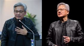 台南市議員黃肇輝（左）穿上皮衣，還用AI把頭髮染白，Cosplay輝達執行長黃仁勳（右）（圖／組合圖）