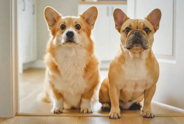 于朦朧養了兩隻狗，一隻是柯基犬「福麗」（左），另一隻是法鬥犬「火腿」。（圖／翻攝自微博）