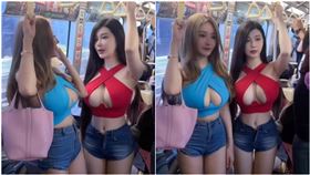 「護理系女神」謝侑芯（左）猝逝，今年7月才在北捷辣露美胸，養眼畫面讓網友看了血脈噴張。（圖／翻攝自Jenna 周甄娜臉書）