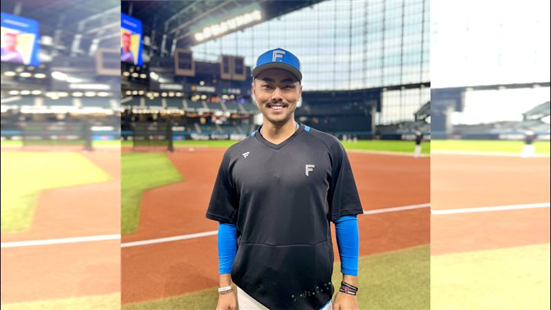 12強冠軍捕手林家正,現身日職火腿隊秋訓。(圖/翻攝自X平台 @FightersPR)