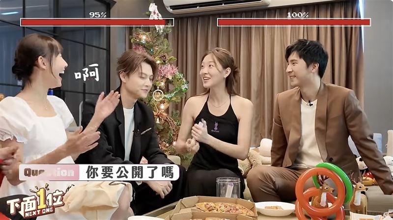 胡祖薇(右二)逼問王子感情狀態,粿粿反應超大。(圖/翻攝自下面一位YouTube)