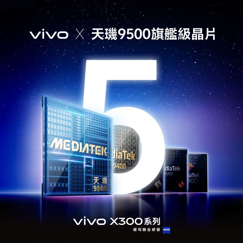 全新天璣9500旗艦晶片搭載vivo V3+