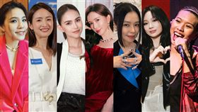 網傳《浪姐7》名單，台灣女星林志玲（左）、徐若瑄、林依晨、詹雯婷、葛仲珊、謝依霖、昆凌入列。（圖／翻攝自臉書）