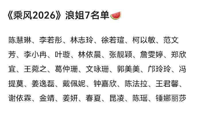 網傳《浪姐7》名單，30人超強陣容曝光。（圖／翻攝自微博）