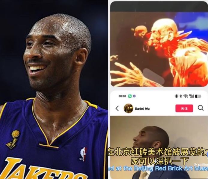 藝術館內疑似有兩具標本,像極國際巨星柯比。(圖/翻攝自TikTok)