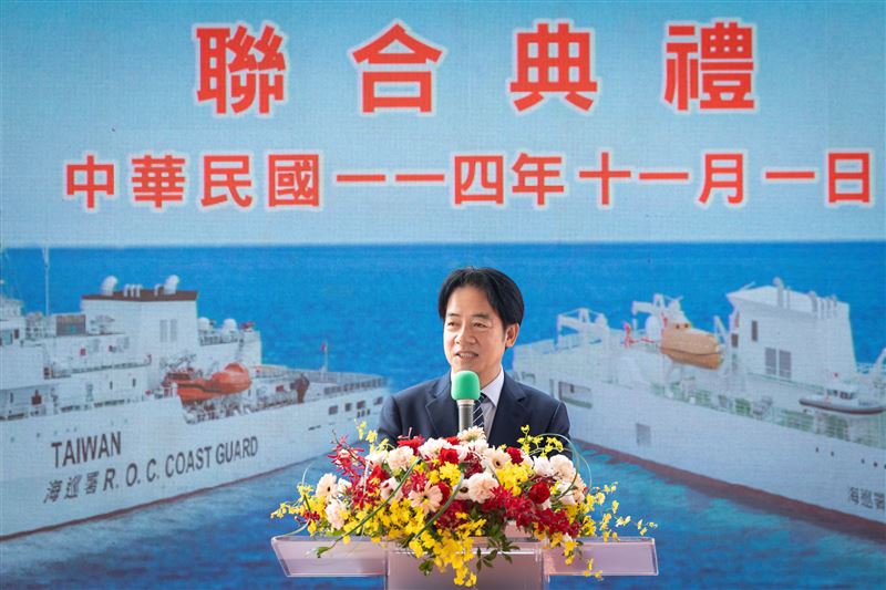 總統賴清德出席「嘉義級巡防艦第四艘台北艦成軍暨高緯度遠洋巡護船第一艘命名下水聯合典禮」（圖／總統府提供）
