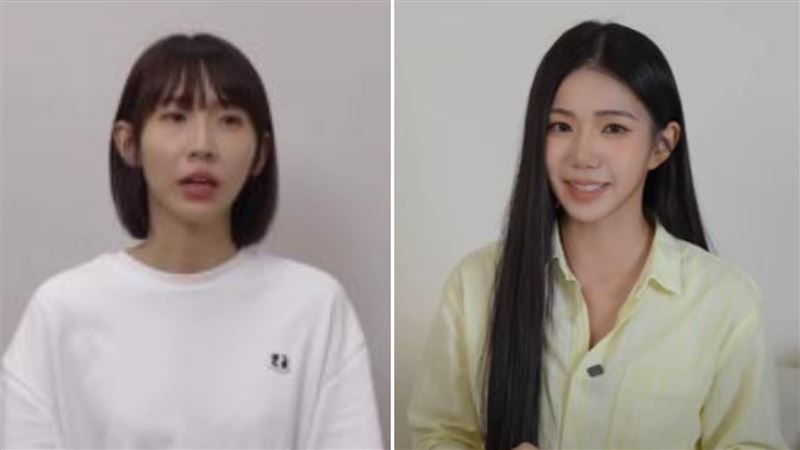 網紅「潔哥」提出，粿粿（左）與家寧（右）針對自身爭議，後續的澄清方向幾乎一樣。（圖／翻攝自粿粿IG、秘月期POPOO YouTube）