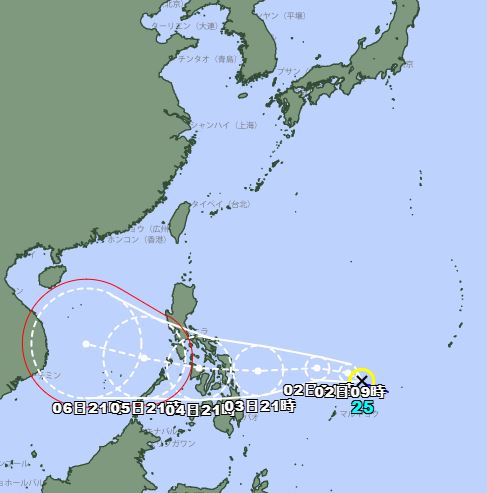 日本氣象廳指出，熱帶低壓TD28增強為今年第25號颱風「海鷗」。（圖／翻攝自日本氣象廳）