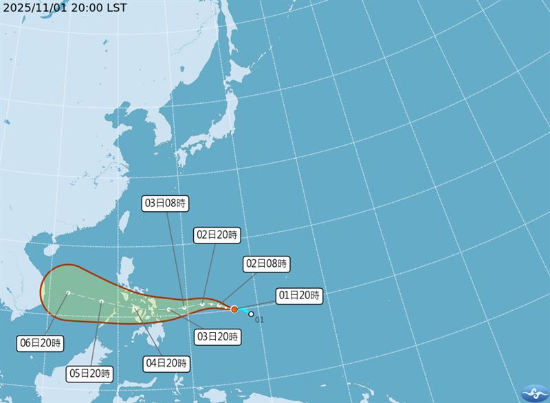 中央氣象署指出，海鷗成為輕度颱風，整體路徑離台灣遠，對天氣影響不大。（圖／氣象署）