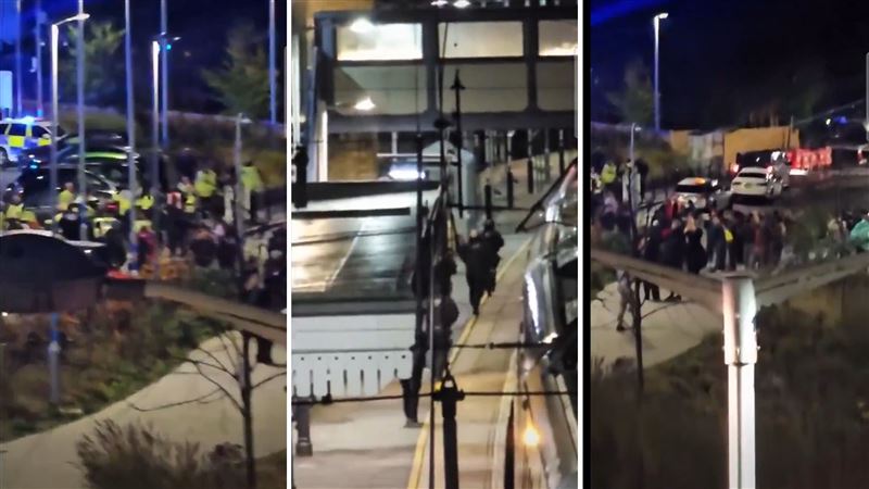 英國劍橋郡一輛開往倫敦市中心的列車驚傳隨機砍人案，造成9人重傷。（圖／翻攝自X平台 @Zeexxxx_）