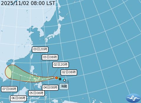 海鷗颱風最新路徑。（圖／氣象署）