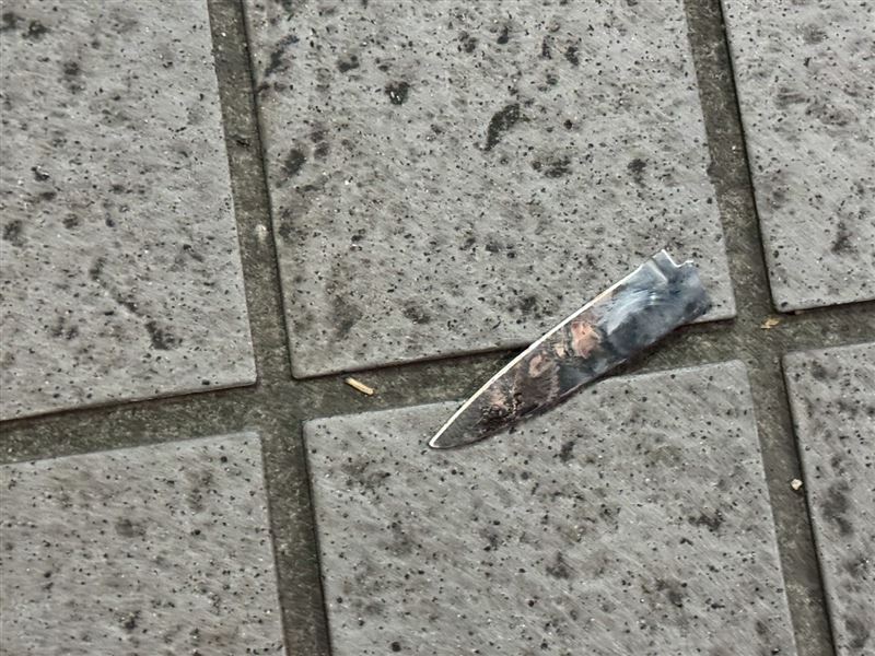 兇嫌持水果刀朝姊妹頸部猛砍，疑似用力過猛連刀柄都脫落。(圖／翻攝畫面)