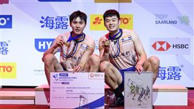 海洛公開賽　王齊麟/邱相榤奪冠（3）王齊麟（右）和邱相榤（左）2日合力拿下BWF超級500等級的海洛羽球公開賽男雙冠軍。（BadmintonPhoto提供）中央社記者黎建忠傳真　114年11月3日