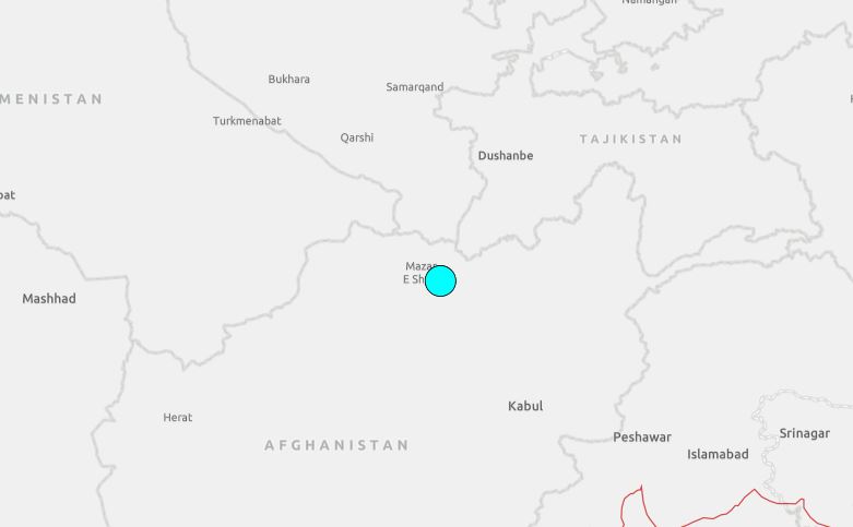阿富汗又發生強震。（圖／取自USGS）