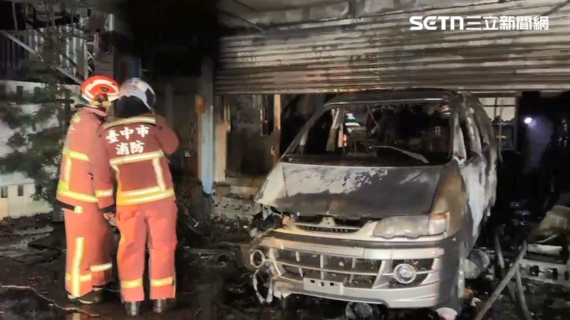 台中烏日民宅遭前房客縱火，還惡意開車阻擋逃生路，釀母女1死1重傷慘案。（圖／翻攝畫面）
