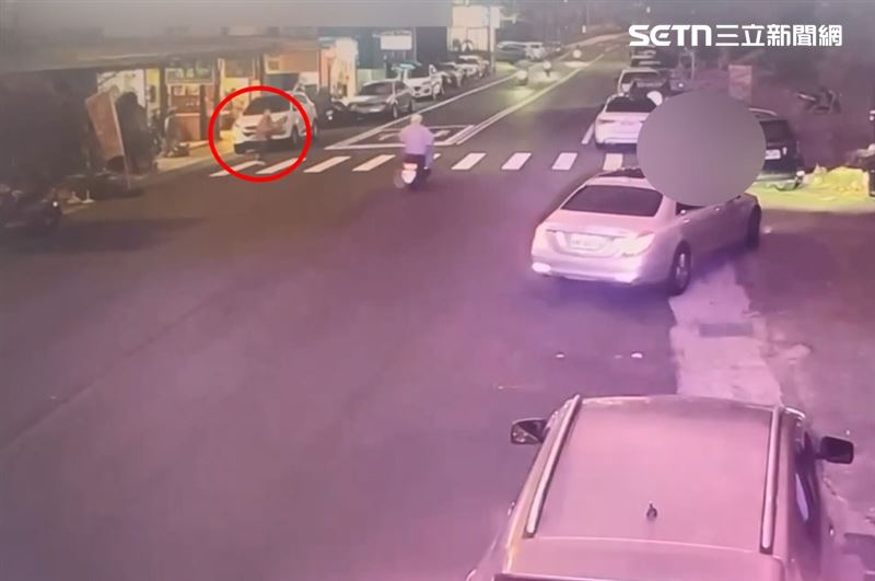 70歲婦人與兒女前往三義木雕街遊玩，因撿到流浪貓，為了拿紙箱裝貓闖紅燈引發車禍。（圖／翻攝畫面）