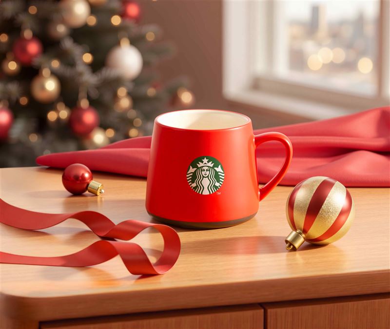 全新推出的家享馬克杯(節日限定款)，以節日經典的紅綠配色搭配厚實陶瓷質感，營造濃厚節慶氛圍。（圖／品牌業者提供）
