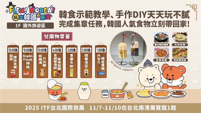 韓國觀光公社參加台北國際旅展，今年以「韓食與韓流」為主題。（圖／飯店旅宿業者提供）