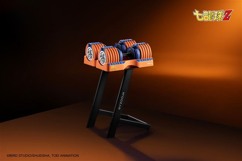 悟空款25KG可調式啞鈴，搭載專利安全卡槽與觔斗雲專屬底盤，一支取代15支傳統啞鈴，兼具收藏美學與高效重量訓練。（圖／品牌業者提供）