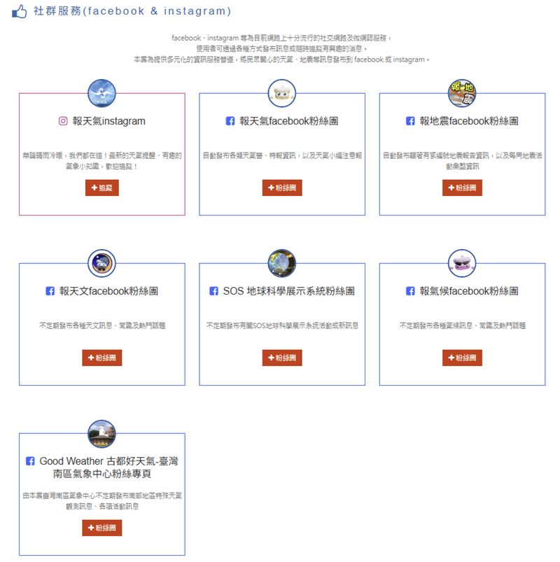 氣象署社群服務帳號。（圖／氣象署）