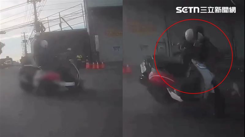 闖紅燈騎士導彈級撞飛另一名騎士，雙方空中轉體2圈半，形同「鐵包肉球」險象環生。（圖／翻攝自Threads @ccg._.820）