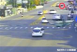 台南機車碰撞倒地「車吞騎士」畫面曝光