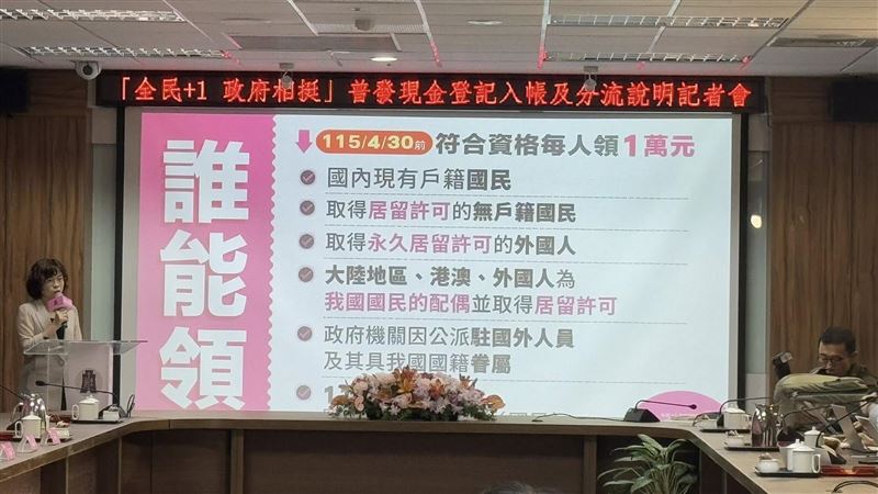 普發現金1萬元登記11月5日啟動，財政部提醒僅透過官方網站登記，網址為「https://10000.gov.tw」，小心偽冒網站詐騙。系統採分流登記、免出門、免排隊最安心，最快11月12日入帳。遇疑問可撥打1988或165專線查詢。（圖／記者師瑞德攝影）