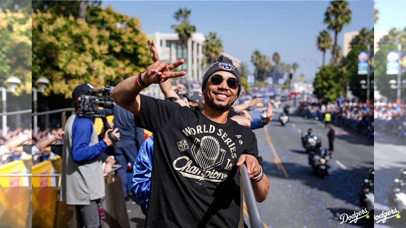 貝茲（Mookie Betts）發豪語要在道奇拿下第5座冠軍。（圖／翻攝自道奇推特）