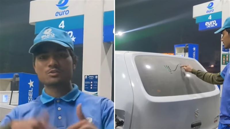 加油站員工看到車窗的灰塵，靈感來了便開始作畫。（圖／翻攝自IG@zain.car.worldz）