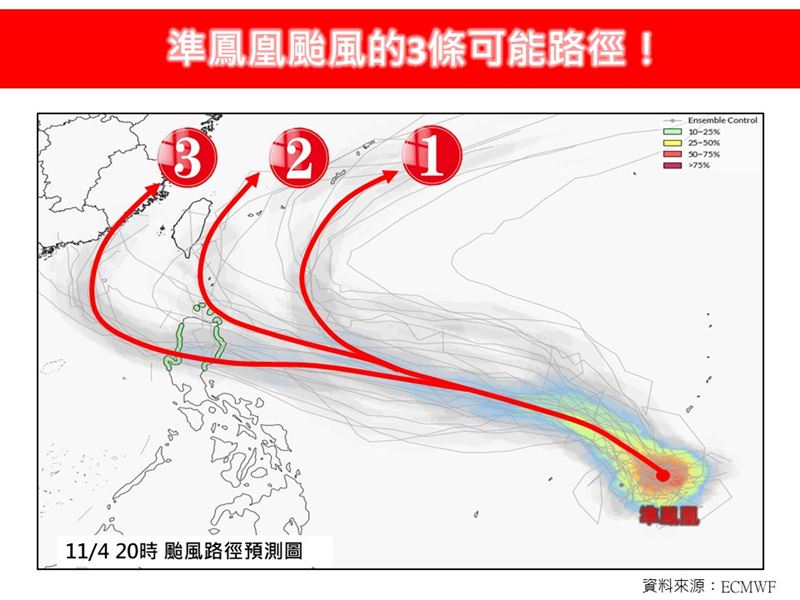 準颱風鳳凰可能3路徑曝。（圖／林老師氣象站）