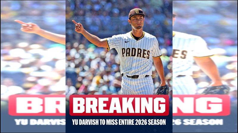 達比修有動刀修復手肘韌帶，2026年球季報銷。（圖／翻攝自MLB推特）