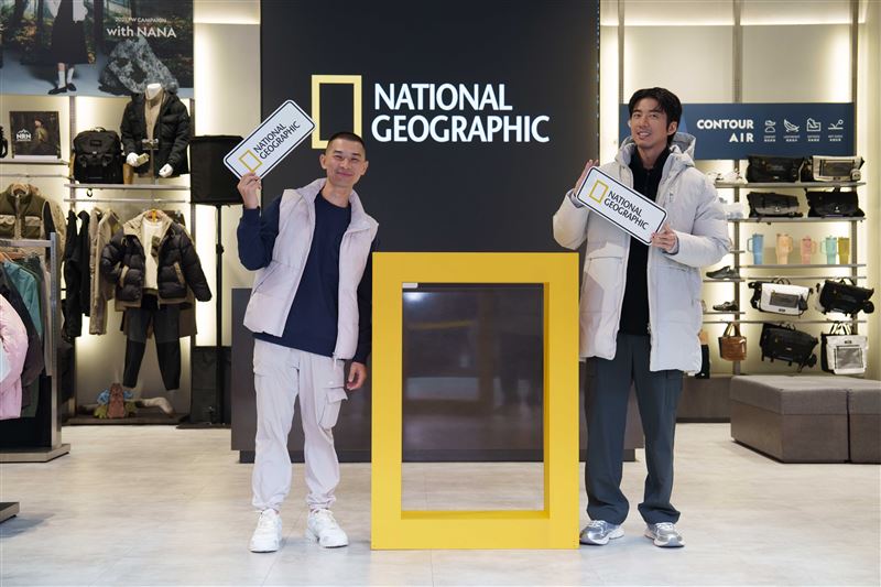 國家地理服飾羽絨系列記者會(左)品牌總經理，林欣亞(右)一日店長傅孟柏。（圖／國家地理服飾提供）