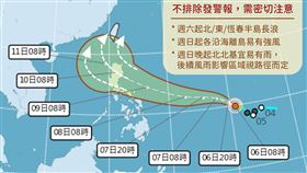 「報天氣 - 中央氣象署」貼圖發文示警，【鳳凰颱風生成，下週離臺近】。（圖／翻攝自報天氣）